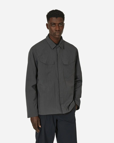 Shop Arc'teryx Field Insulated Tech Wool Overshirt Graphite Heather In Black