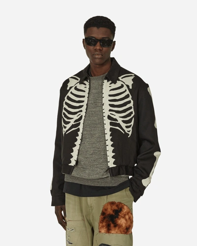 Shop Kapital Rayon Twill Bone Drizzler Jacket In Black