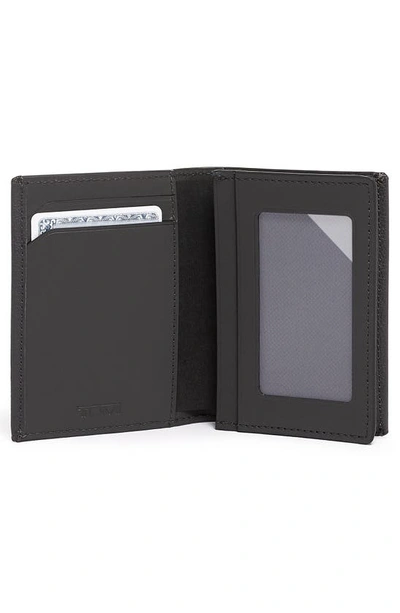 Shop Tumi Gusseted Leather Card Case In Grey Texture