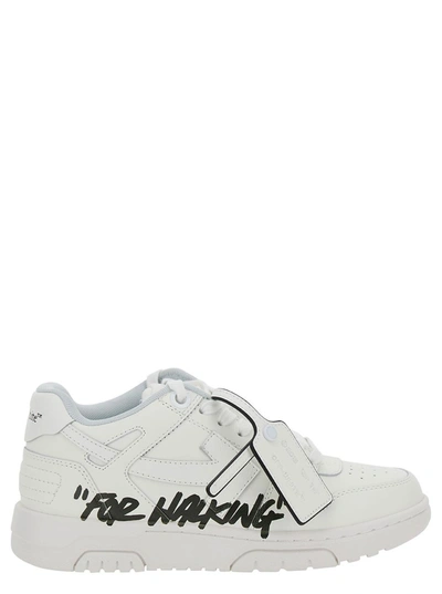 Shop Off-white 'out Of Office For Walking' White Low Top Sneakers In Leather Woman