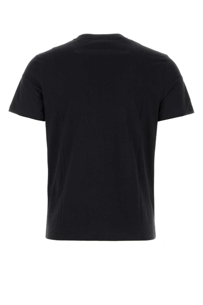 Shop A.p.c. Black Crewneck T-shirt With Contrasting Print In Cotton Man