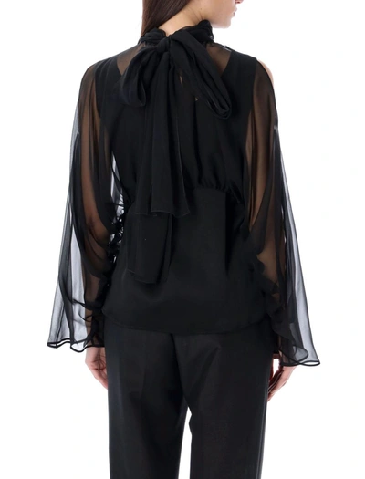 Shop Alberta Ferretti Chiffon Blouse In Black