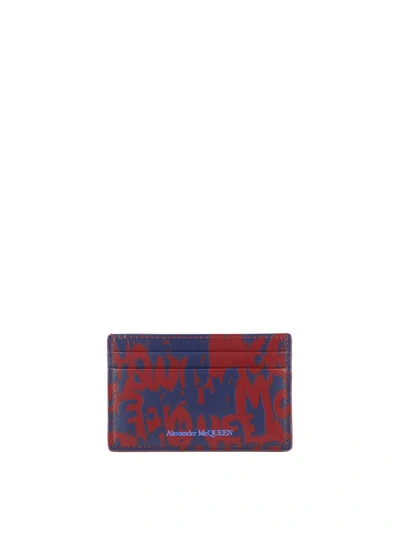 Shop Alexander Mcqueen "mcqueen Graffiti" Card Holder In Red