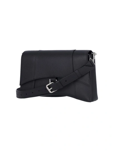 Shop Balenciaga Downtown Leather Crossbody Bag In Black