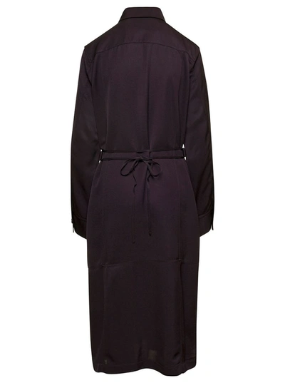 Shop Jil Sander Brown Belted Coat With Classic Collar In Viscose Twill Woman