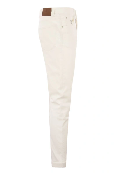 Shop Brunello Cucinelli Five-pocket Leisure Fit Trousers In Comfort Denim In White
