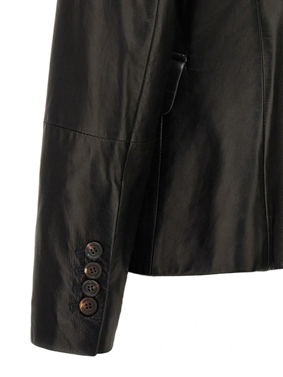 Shop Brunello Cucinelli Nappa Leather Jacket With Jewellery In Black