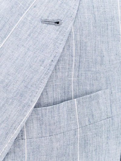 Shop Brunello Cucinelli Linend Striped Double-breasted Suit In Clear Blue