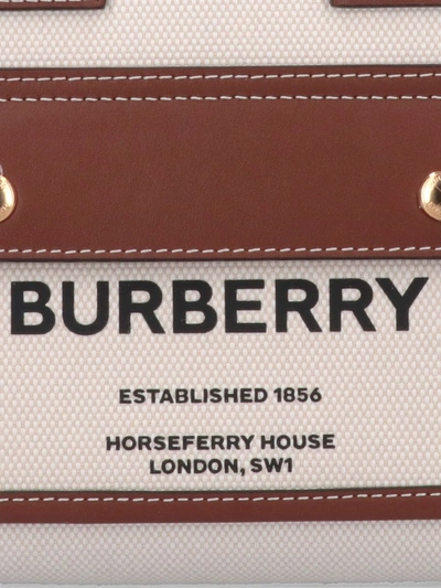 Shop Burberry Pocket Mini Shopping Bag In White