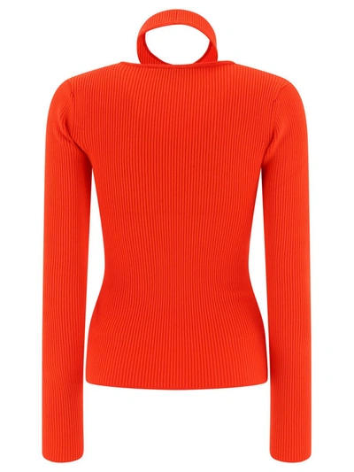 Shop Coperni Turtleneck With Cut-out In Red