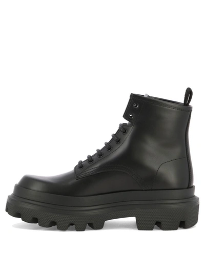 Shop Dolce & Gabbana "trek" Leather Combat Boots In Black
