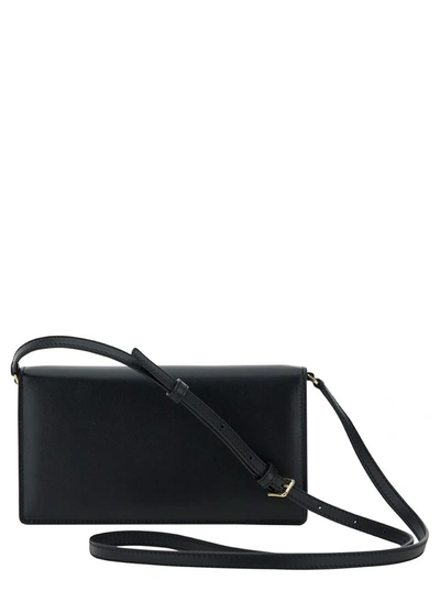 Shop Dolce & Gabbana Black Crossbody Bag With Quilted Dg Logo In Leather Woman
