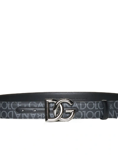 Shop Dolce & Gabbana Two-tone Leather Belt In Nero Grigio