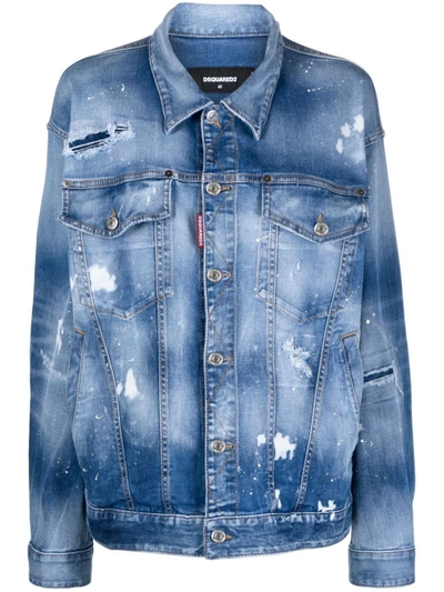 Shop Dsquared2 Blue Cotton Denim Jacket