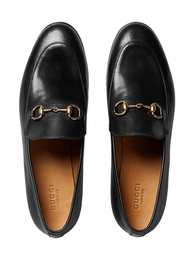 Shop Gucci Jordan Leather Loafers In Black