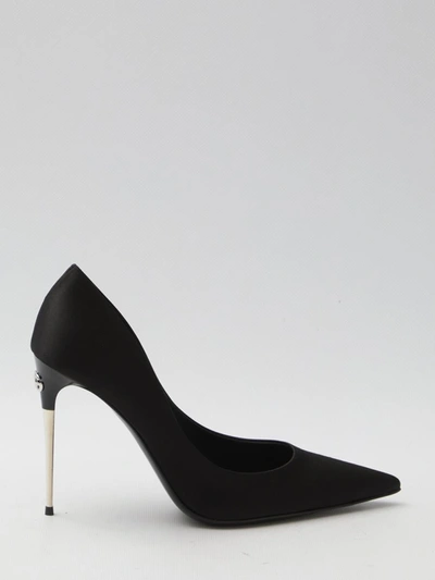 Shop Dolce & Gabbana Lollo Satin Pumps In Black