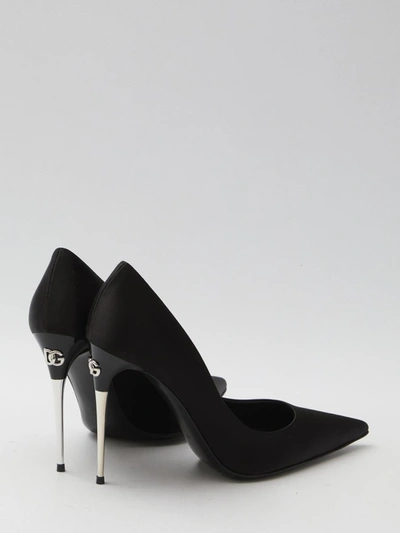 Shop Dolce & Gabbana Lollo Satin Pumps In Black