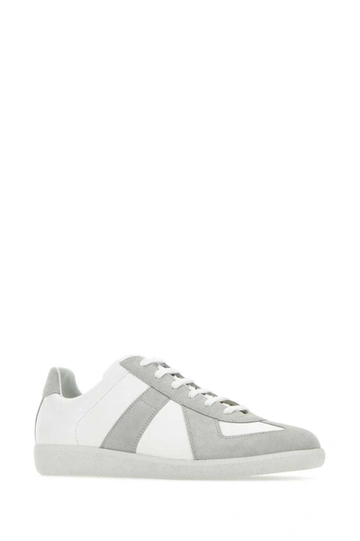 Shop Maison Margiela Replica Leather Sneakers In White