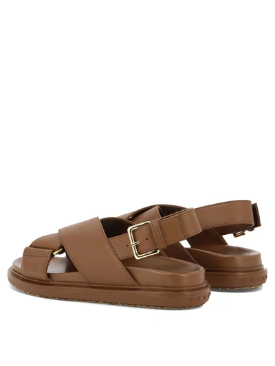 Shop Marni Brown Leather Fussbet Sandals