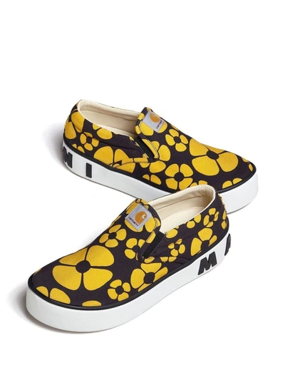 Shop Marni X Carhartt Floral Print Slip On In Yellow