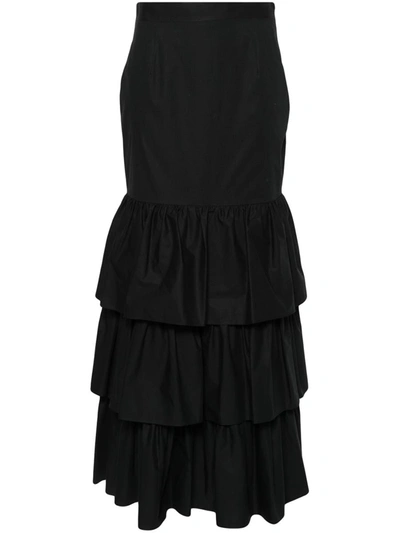 Shop Moschino Long Skirt With Ruffles In Black