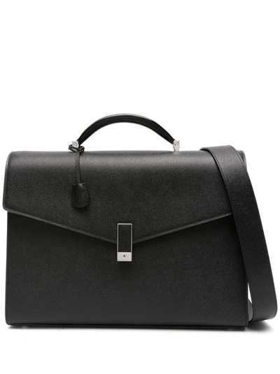 Shop Valextra Iside Leather Handbag In Black
