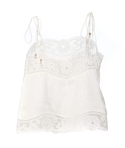 Shop Zimmermann Lace Trimmed Linen Top In White