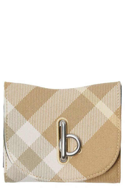 Shop Burberry Rocking Horse Check Compact Wallet In Flax