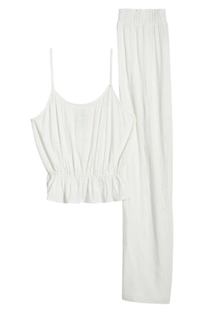 Shop Honeydew Intimates Honeydew Clear Skies Eyelet Jersey Camisole Pajamas In White