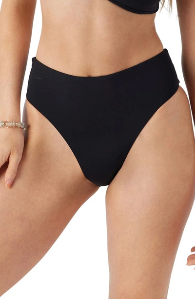Shop O'neill Saltwater Solids Max High Cut Bikini Bottoms In Black