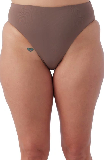 Shop O'neill Saltwater Solids Max High Cut Bikini Bottoms In Deep Taupe