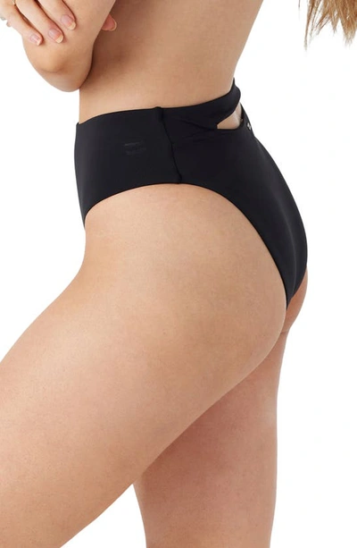 Shop O'neill Saltwater Solids Max High Cut Bikini Bottoms In Black