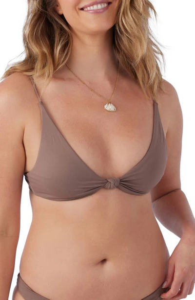 Shop O'neill Saltwater Pismo Solids Bikini Top In Deep Taupe