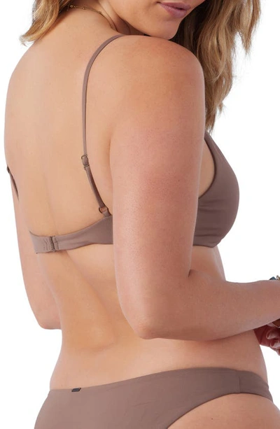 Shop O'neill Saltwater Pismo Solids Bikini Top In Deep Taupe
