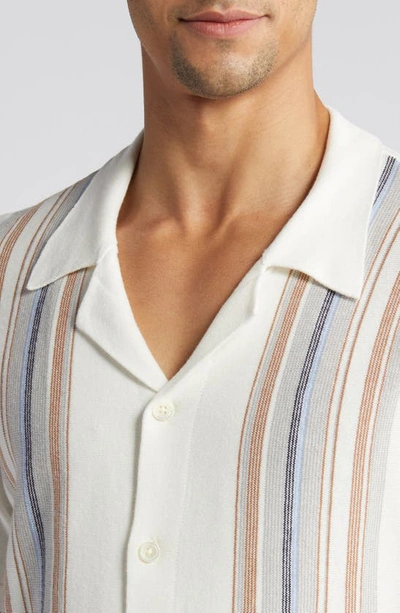Rails Silas Stripe Knit Cotton Blend Camp Shirt In White Multi