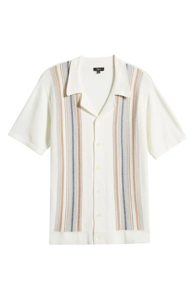 Rails Silas Stripe Knit Cotton Blend Camp Shirt In White Multi