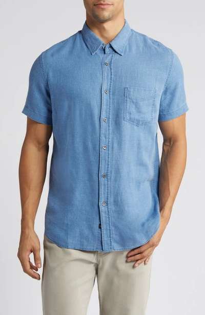 Shop Rails Paros Short Sleeve Linen Blend Button-up Shirt In Celsius