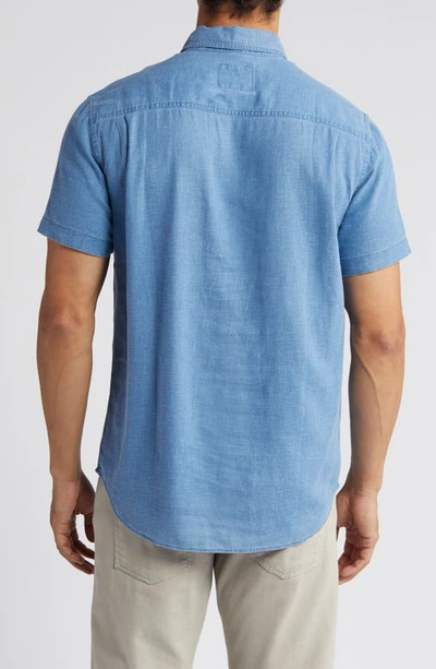 Shop Rails Paros Short Sleeve Linen Blend Button-up Shirt In Celsius