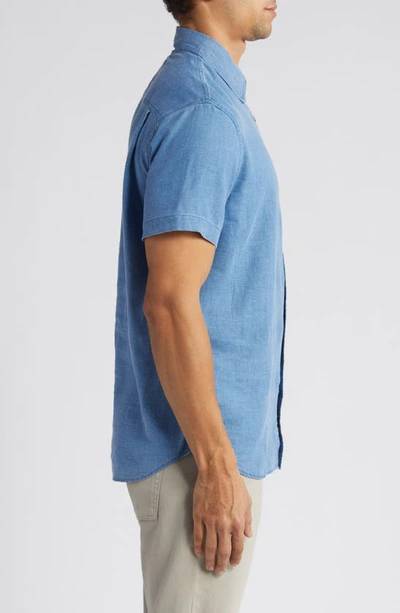 Shop Rails Paros Short Sleeve Linen Blend Button-up Shirt In Celsius