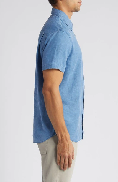 Rails Paros Short Sleeve Linen Blend Button-up Shirt In Celsius