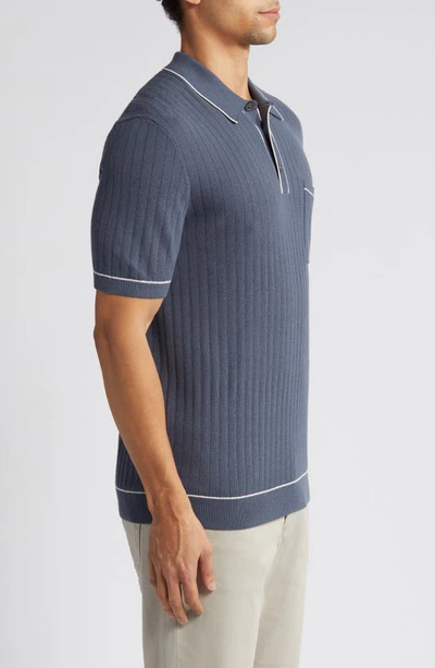 Shop Rails Hardy Tipped Short Sleeve Polo Sweater In Faded Navy