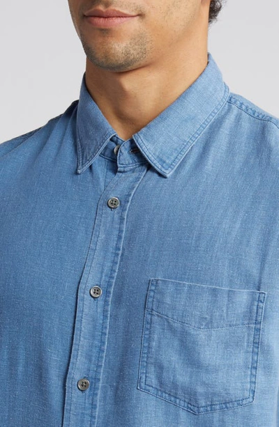 Shop Rails Paros Short Sleeve Linen Blend Button-up Shirt In Celsius
