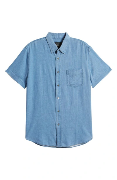 Shop Rails Paros Short Sleeve Linen Blend Button-up Shirt In Celsius