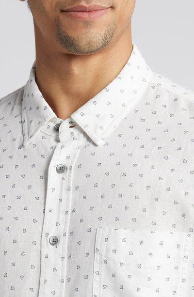 Shop Rails Carson Short Sleeve Linen Blend Button-up Shirt In Autumn Calico White