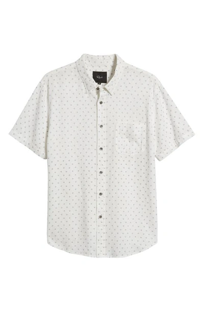 Shop Rails Carson Short Sleeve Linen Blend Button-up Shirt In Autumn Calico White
