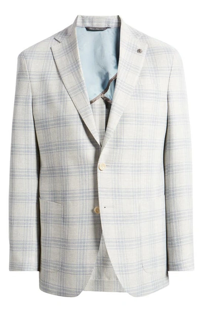 Shop Jack Victor Hampton Plaid Wool & Linen Blend Sport Coat In Light Grey