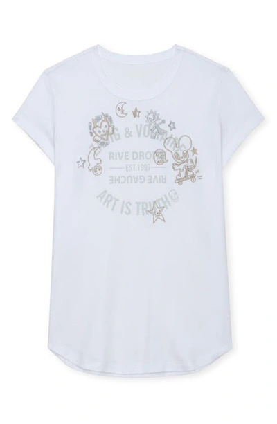 Shop Zadig & Voltaire Woop Embroidered Cotton Graphic T-shirt In Blanc