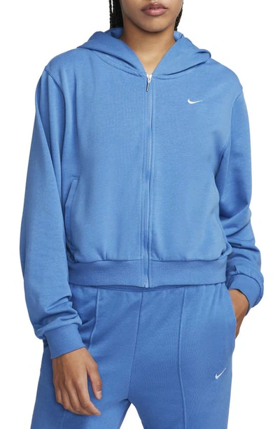 Shop Nike Sportswear Chill French Terry Full Zip Hooded Jacket In Star Blue/sail