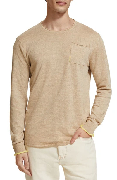 Shop Scotch & Soda Linen & Cotton Sweater In Medium Beige