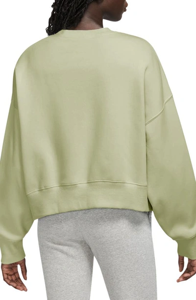Shop Nike Phoenix Fleece Crewneck Sweatshirt In Olive Aura/ Sail